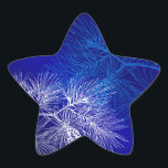 Blue White Pine Pattern Sticker Template<br><div class="desc">Winter holiday art with an elegant pattern of pine boughs and pinecones in blue and white on an icy background of blues and violet.</div>