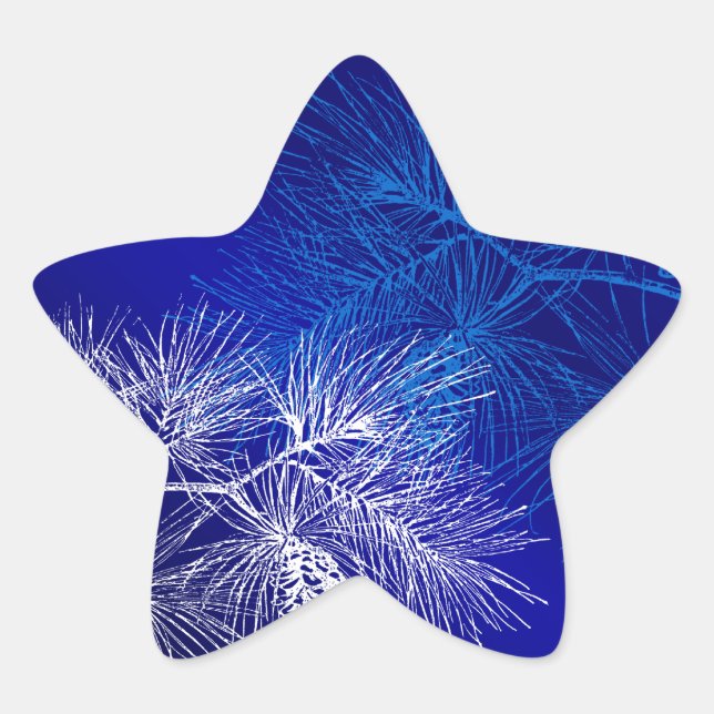 Blue White Pine Pattern Sticker Template (Front)