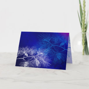Blue White Pine Vintage Art Card Template