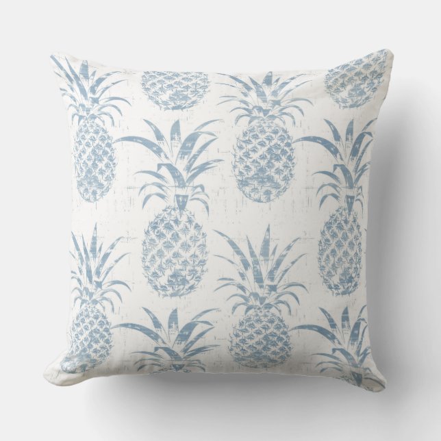 Blue & White Pineapple Throw Pillow (Front)