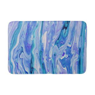 Blue White Pink Teal Lilac Marble Agate Abstract Bath Mat