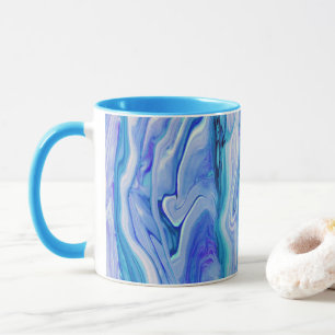 Blue White Pink Teal Lilac Marble Agate Abstract Mug