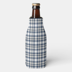 Blue White Plaid 1 Bottle Cooler