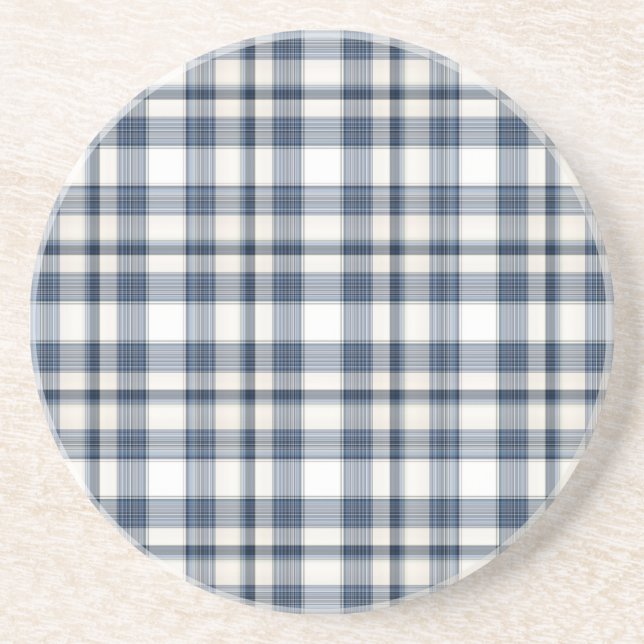 Blue White Plaid 1 Coaster (Front)