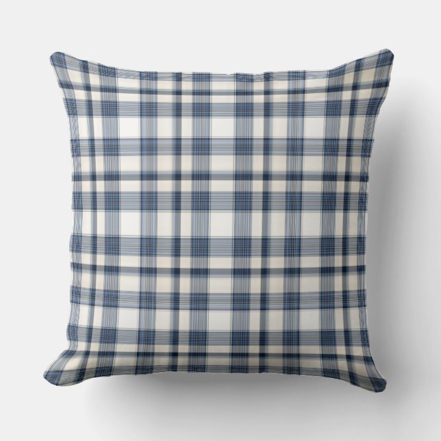 Blue White Plaid 1 Cushion (Front)