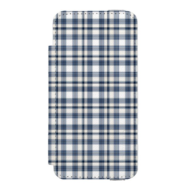 Blue White Plaid 1 Incipio iPhone Wallet Case (Folio Front)