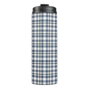 Blue White Plaid 1 Thermal Tumbler