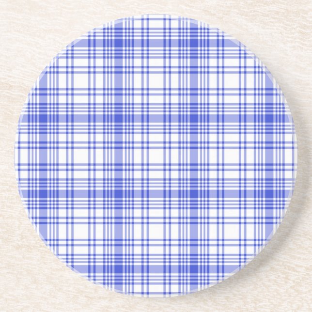 Blue White Plaid 2 Coaster (Front)