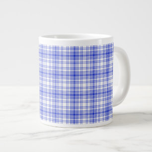 Blue White Plaid 2 Large Coffee Mug