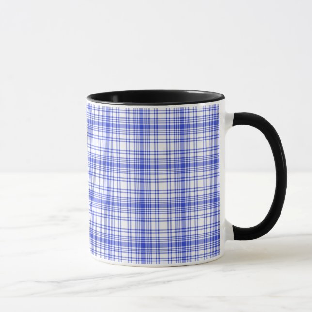 Blue White Plaid 2 Mug (Right)