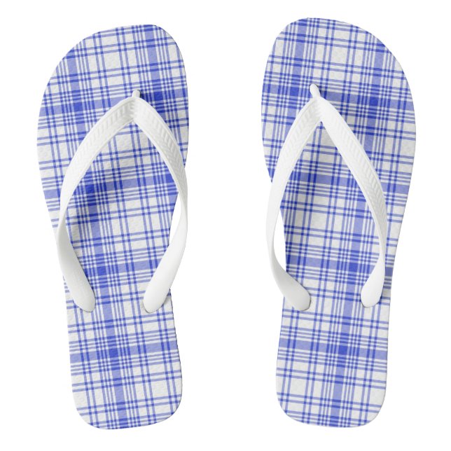 Blue White Plaid 2 Thongs (Footbed)