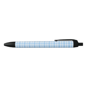 Blue White Plaid Pattern Black Ink Pen