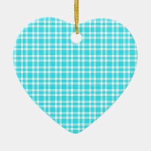 Blue White Plaid Pattern Ceramic Ornament