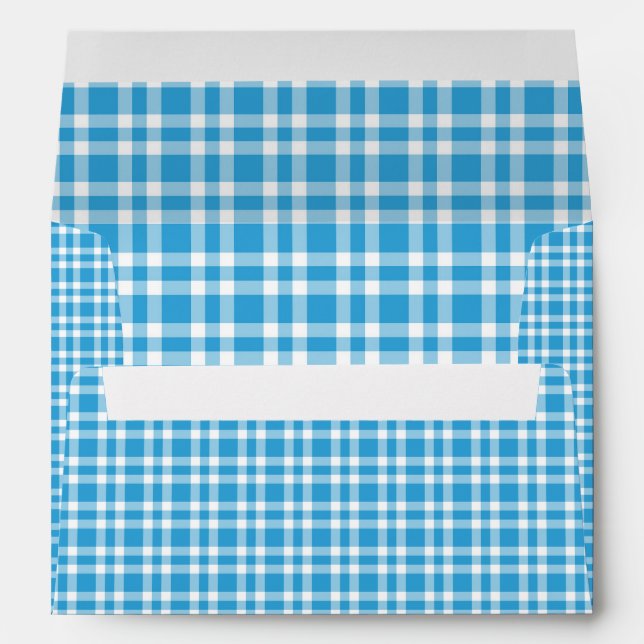 Blue White Plaid Pattern Envelope (Back (Bottom))