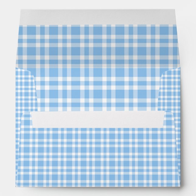 Blue White Plaid Pattern Envelope (Back (Bottom))
