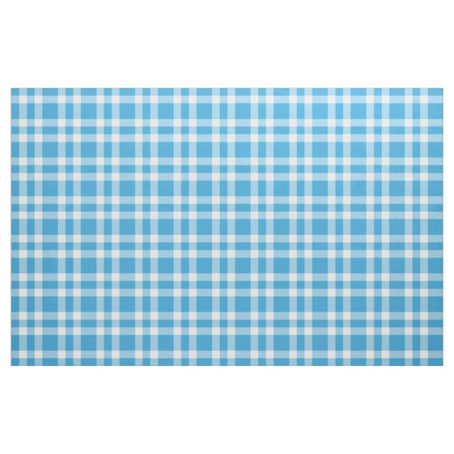 Blue White Plaid Pattern Fabric (Yard)