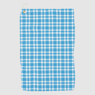 Blue White Plaid Pattern Golf Towel