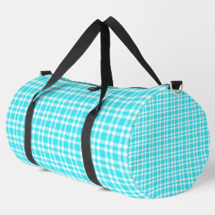 Blue White Plaid Pattern Large Duffle Bag