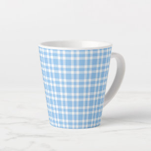 Blue White Plaid Pattern Latte Mug
