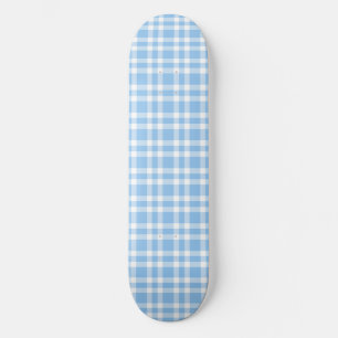 Blue White Plaid Pattern Skateboard