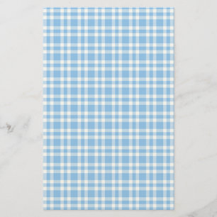 Blue White Plaid Pattern Stationery