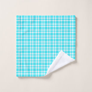 Blue White Plaid Pattern Wash Cloth