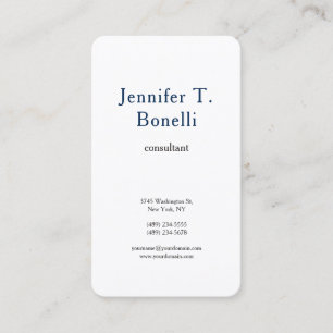 Blue & White Plain Modern Minimalist Professional Business Card