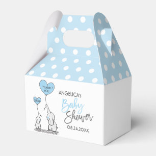 Blue White Polka Dot Elephant Boy Baby Shower Favour Box