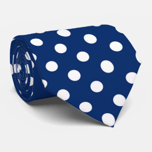 Blue white polka dot pattern mens tie