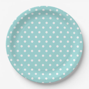 Blue White Polka Dot Pattern Paper Plate