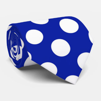 Blue white polka dot pattern tie