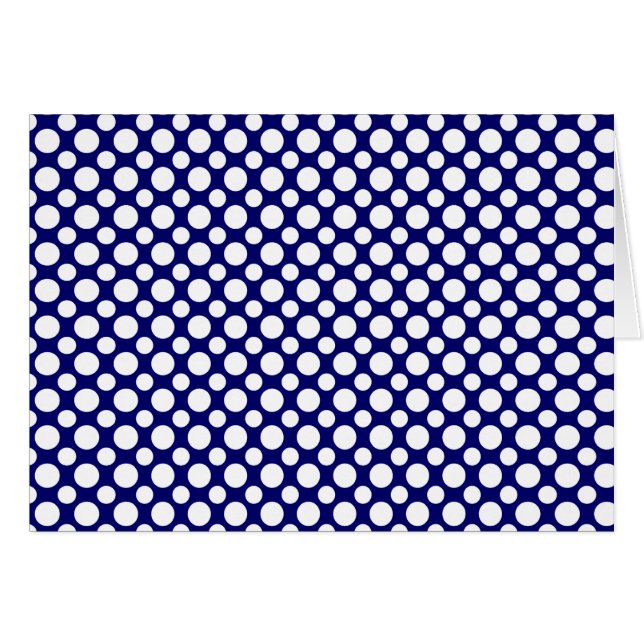 Blue White Polka Dots Blank Card (Front Horizontal)