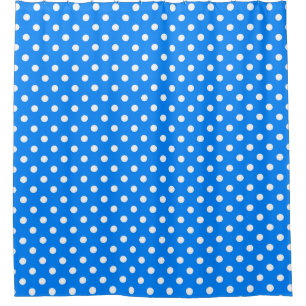 Blue White Polka Dots Design Shower Curtain