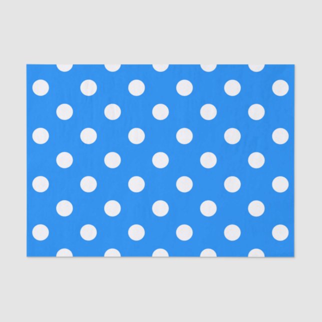 Blue White Polka Dots Design Tissue Paper (Front)