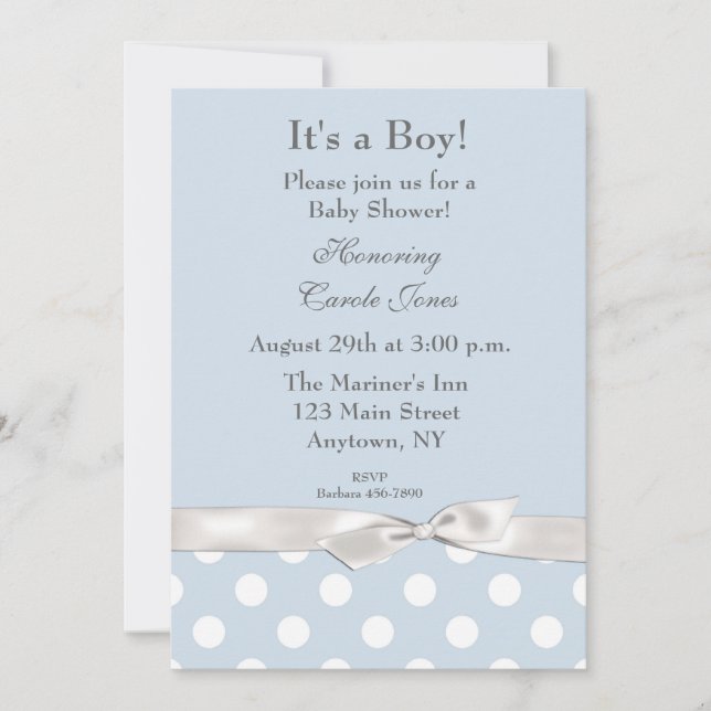 Blue White Polka Dots Invitation (Front)