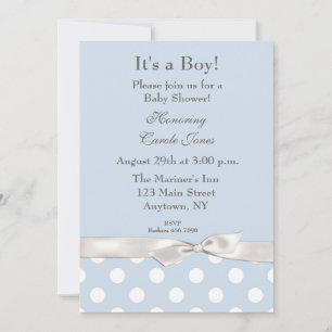 Blue White Polka Dots Invitation