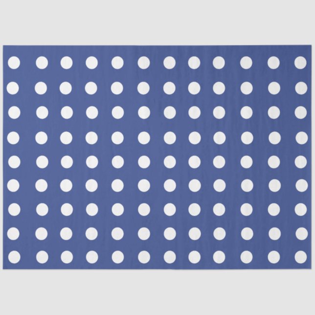 Blue White Polka Dots Tissue Paper (Front)