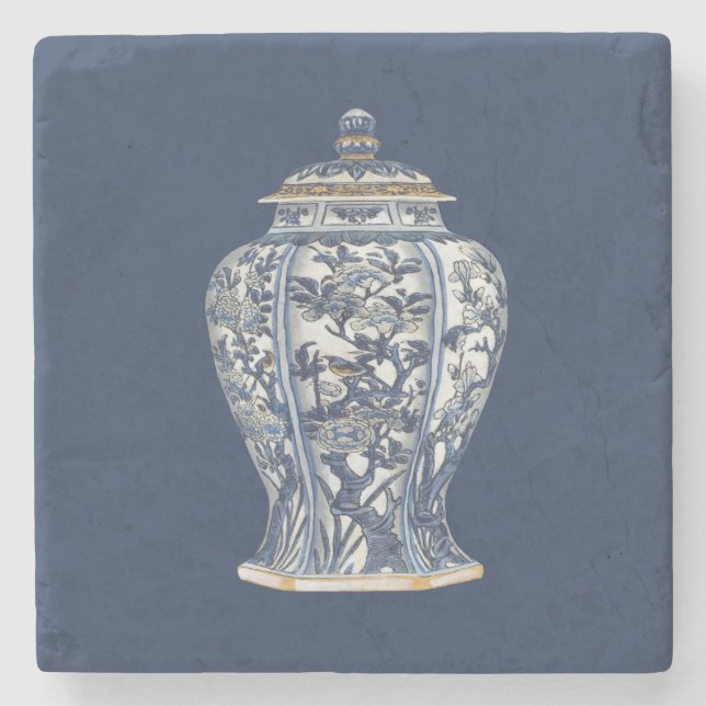 Blue & White Porcelain Vase by Vision Studio Stone Coaster (Front)