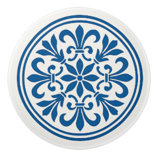 Blue & White Portuguese Azulejo Style Ceramic Knob