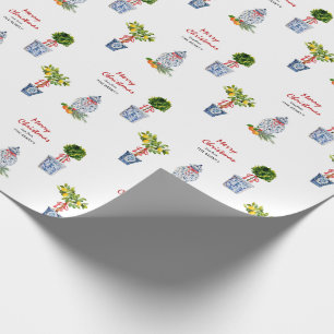 Blue & White Pottery Christmas  Wrapping Paper