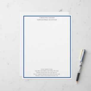 Blue White Professional Business Personalised Custom Letterhead