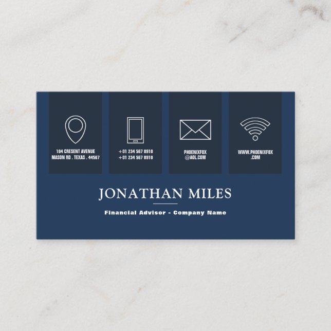 Blue & White Professional, Icon Business Card (Front)