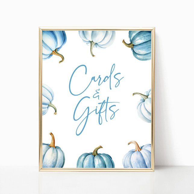 Blue White Pumpkin Fall Autumn Cards & Gifts Sign (Creator Uploaded)