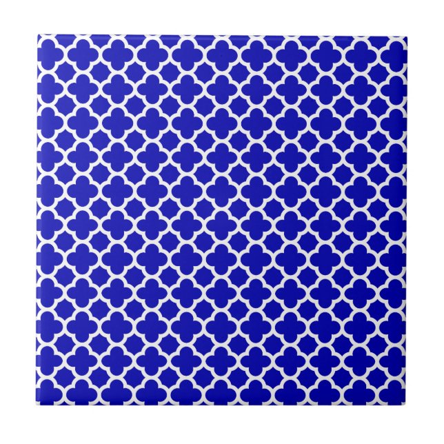 Blue White Quatrefoil Tile (Front)
