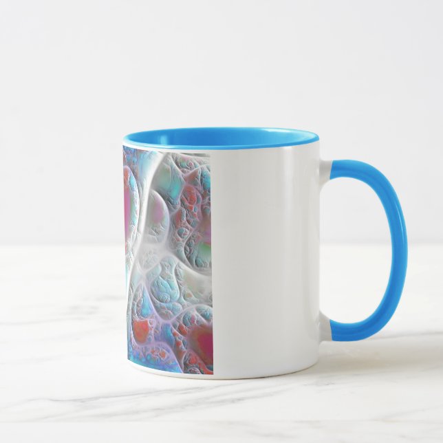 Blue & White Quilt - Magenta & Aqua Delight Mug (Right)