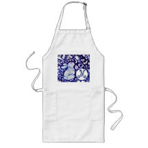 Blue White Rabbit Bird Floral Monogram Elegant