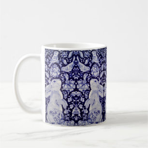 Blue & White Rabbit Floral Bird Snail Easter Cute Coffee Mug