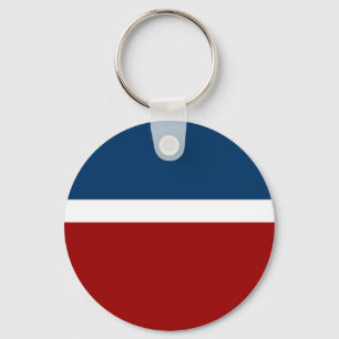 Blue White Red Colour Block Style Design  Key Ring