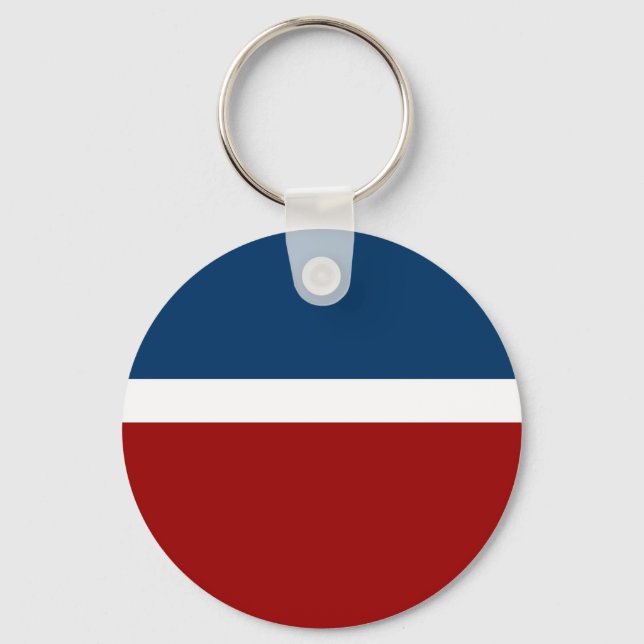 Blue White Red Colour Block Style Design  Key Ring (Front)