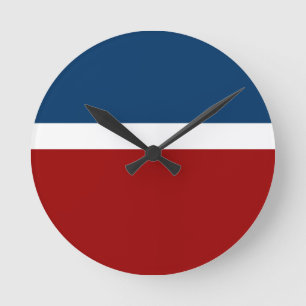 Blue White Red Colour Block Style Design  Round Clock